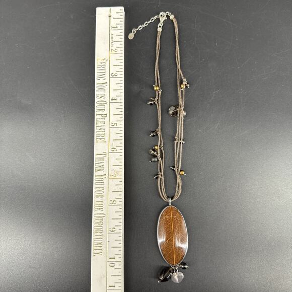 SILPADA Sterling Silver Soursop Leaf Pendant Waxed Cotton Cord Necklace N2100 - Picture 15 of 16